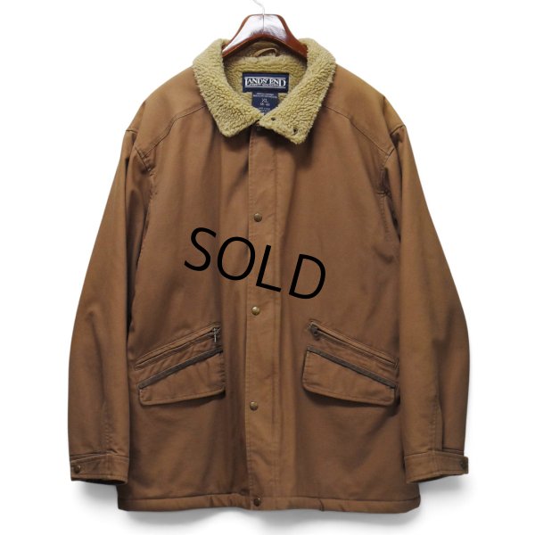 画像1: ビンテージ【ランズエンド】【LANDS' END】【裏ボア】【ジップアップジャケット】【ブラウン】【サイズXL】