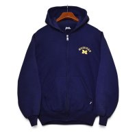 【90’s】【ビンテージ】【USA製】【ラッセル】【Russell】【MICHIGAN】【ミシガン大学】【刺繍】【フルジップパーカー】ネイビー【サイズM】 