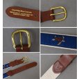 画像2: 【程度良好】【LEATHER MAN LIMITED】【レザー×キャンバスベルト】【亀刺繍】【青×生成り】リボンベルト【ベルト】【W36】<br> (2)