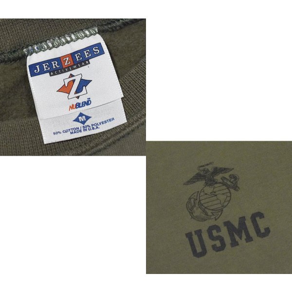 画像2: 【90’s】【USA製】ビンテージ【ジャージーズ】【JERZEES】【USMC】【スウェット】【オリーブグリーン】【サイズM】