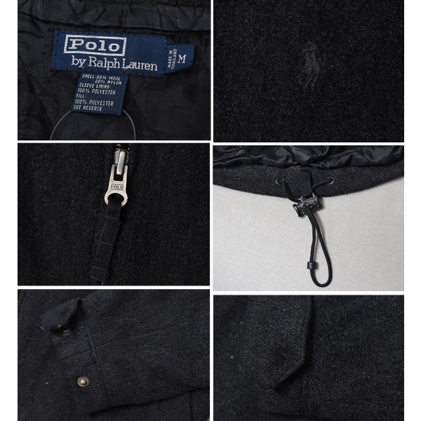 画像2: 【90’s】ビンテージ【ポロ ラルフローレン】【Polo Ralph Lauren】チャコールグレー【ウールジャケット】【フルジップ】ブルゾン【ダークグレー】【サイズM】 