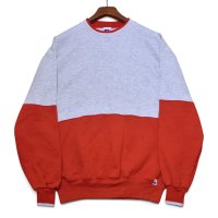 【90’s】【ビンテージ】【USA製】【ラッセル】【Russell】【前V】【グレー×赤】【切り替え】クルーネック【スウェット】【サイズXL】 