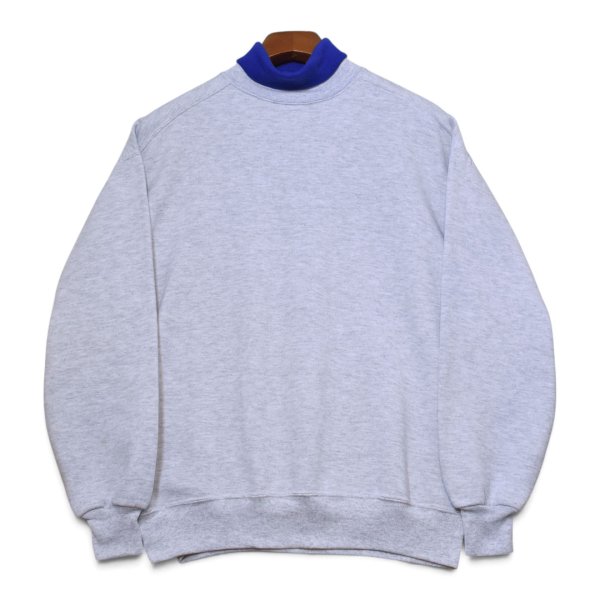 画像1: 【程度良好】【90’s】【ビンテージ】【USA製】【ジャージーズ】【JERZEES】【SUPER SWEATS】【グレー×青】【タートルネックスウェット】【サイズL】 