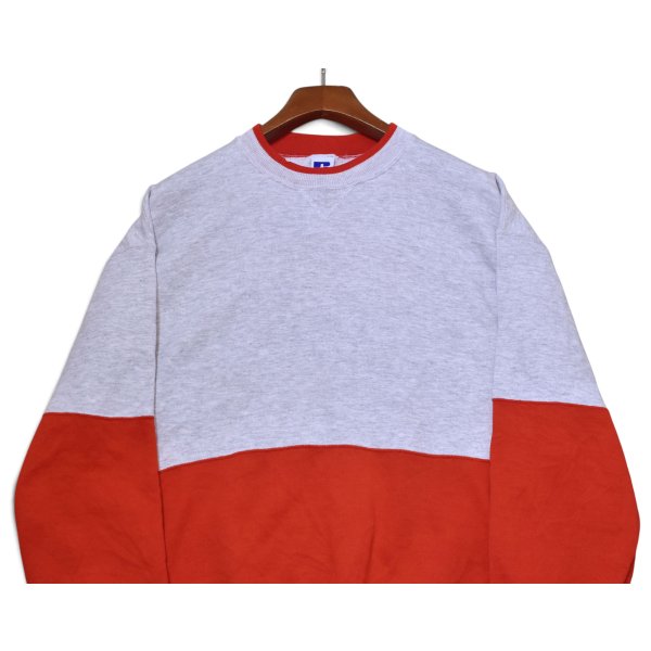 画像3: 【90’s】【ビンテージ】【USA製】【ラッセル】【Russell】【前V】【グレー×赤】【切り替え】クルーネック【スウェット】【サイズXL】 