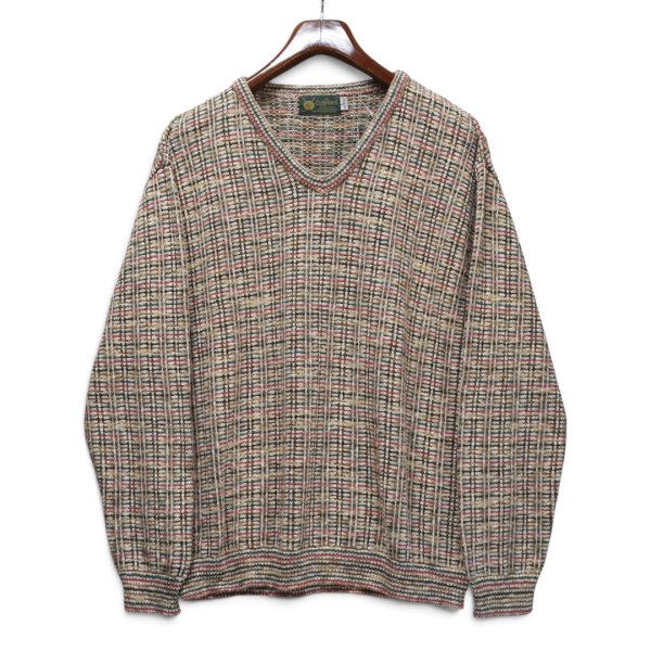 画像1: 【90’s】【USA製】ビンテージ【The Clubhouse Collection】【マルチカラー】【Vネックニットセーター】【サイズL】 