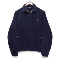 【90’s】ビンテージ【USA製】【ポロ ラルフローレン】【Polo Ralph Lauren】【フリースジャケット】フルジップブルゾン【ネイビー】【サイズM】 