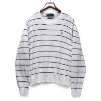 【90’s】ビンテージ【ラルフローレン】【Ralph Lauren】【ボーダー】【コットンニット】【白×紺】【サイズL】 