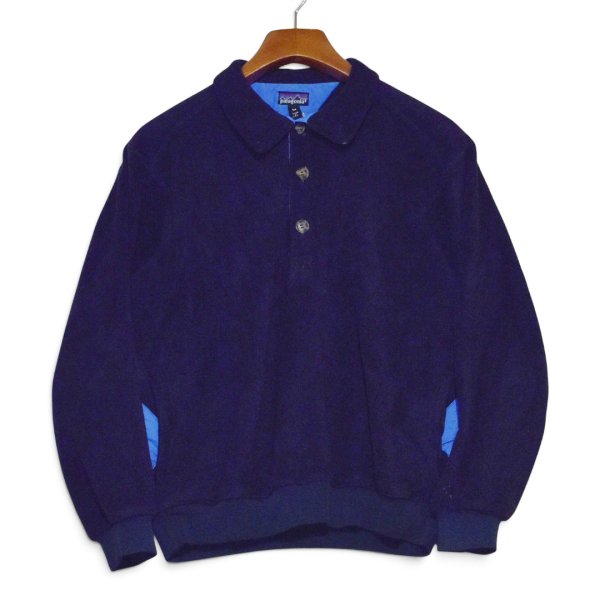 画像1: ビンテージ【USA製】【パタゴニア】【Patagonia】【シンチラフリース】【ボタンプルオーバー】【紺】【サイズM】
