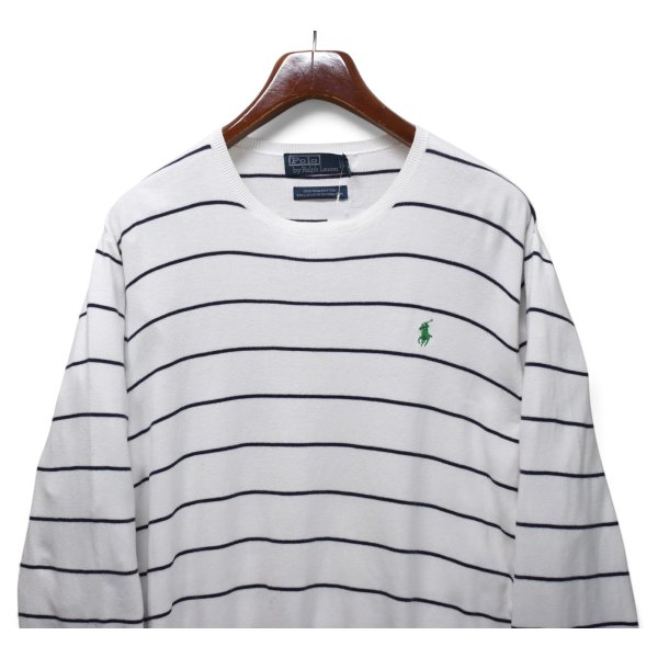 画像3: 【90’s】ビンテージ【ラルフローレン】【Ralph Lauren】【ボーダー】【コットンニット】【白×紺】【サイズL】 