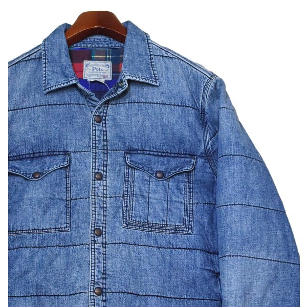画像5: 【ラルフローレン】【Ralph Lauren】ポロ【Polo】【中綿入り】【デニムシャツジャケット】【裏地パッチワーク】【サイズXL】 