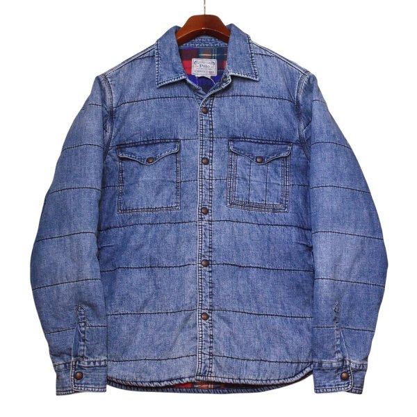 画像1: 【ラルフローレン】【Ralph Lauren】ポロ【Polo】【中綿入り】【デニムシャツジャケット】【裏地パッチワーク】【サイズXL】 