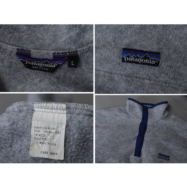 画像2: 【80’s】【ビンテージ】【USA製】【パタゴニア】【Patagonia】【三角タグ】前立てナイロン【シンチラスナップT】【フリース】プルオーバー【グレー×紺】【サイズL】 