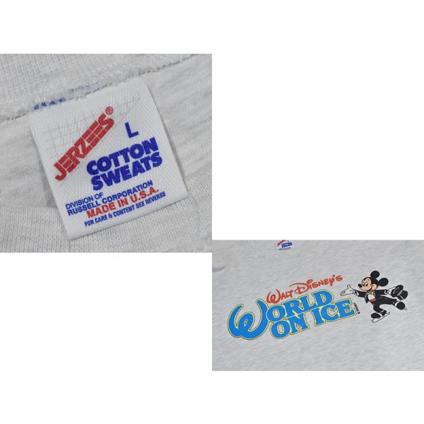 画像2: 【90’s】【ビンテージ】【USA製】【ジャージーズ】【JERZEES】【Disney】【Walt Disney’s World On Ice】【ミッキーマウス】【スウェット】【グレー】【サイズL】 