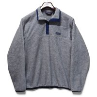 【80’s】【ビンテージ】【USA製】【パタゴニア】【Patagonia】【三角タグ】前立てナイロン【シンチラスナップT】【フリース】プルオーバー【グレー×紺】【サイズL】 