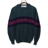 ビンテージ【マクレガー】【McGREGOR】【緑×エンジ×紺】【ライン】【アクリルセーター】【サイズL】