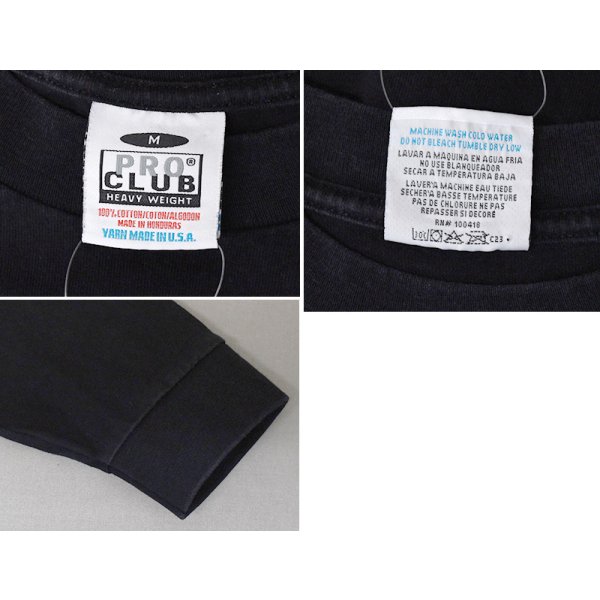 画像2: 【USA製】ビンテージ【PRO CLUB】【プロクラブ】【ヘビーウェイト】【無地】【長袖Tシャツ】ロンＴ【黒】【サイズM】 