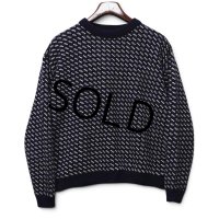 【80’s】【ノルウェー製】ビンテージ【エルエルビーン】【L.L.Bean】【紺×白】【バーズアイ】【クルーネックウールニット】セーター【サイズL】