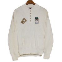 【デッドストック】【90’s】【ビンテージ】【USA製】【ALPS】【生成り】【ヘンリーネックセーター】【サイズL】