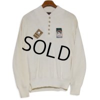 【デッドストック】【90’s】【ビンテージ】【USA製】【ALPS】【生成り】【ヘンリーネックセーター】【サイズL】