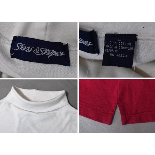 画像2: 【00’s~】【STARS&STRIPES】スターズ＆ストライプス【白×青×赤】【トリコロール】【タートルネック】【ロンT】【サイズL】 