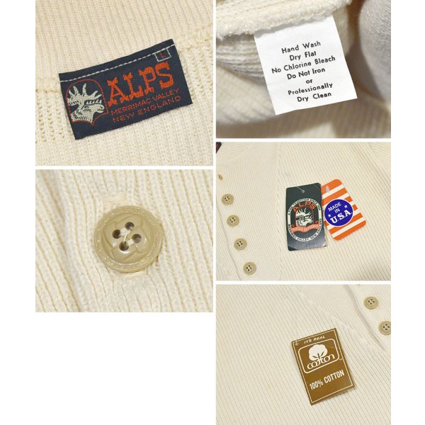 画像2: 【デッドストック】【90’s】【ビンテージ】【USA製】【ALPS】【生成り】【ヘンリーネックセーター】【サイズL】