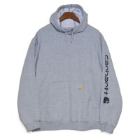 ビンテージ【カーハート】【Carhartt】【袖プリント】【プルオーバーパーカー】【グレー】【サイズL】