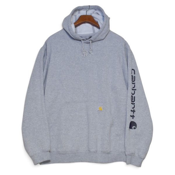 画像1: ビンテージ【カーハート】【Carhartt】【袖プリント】【プルオーバーパーカー】【グレー】【サイズL】