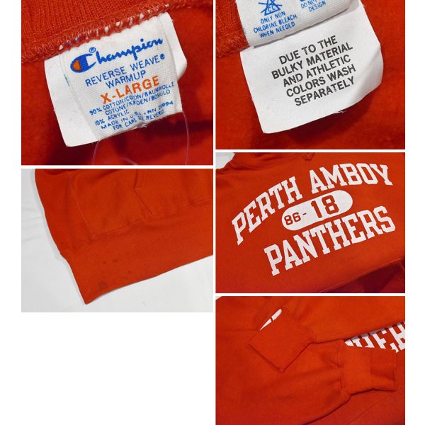 画像2: 【程度良好】【80’s】【USA製】ビンテージ【チャンピオン】【Champion】【REVERSE WEAVE】【PERTH AMBOY PANTHERS】【パーカー】【赤】【サイズXL】
