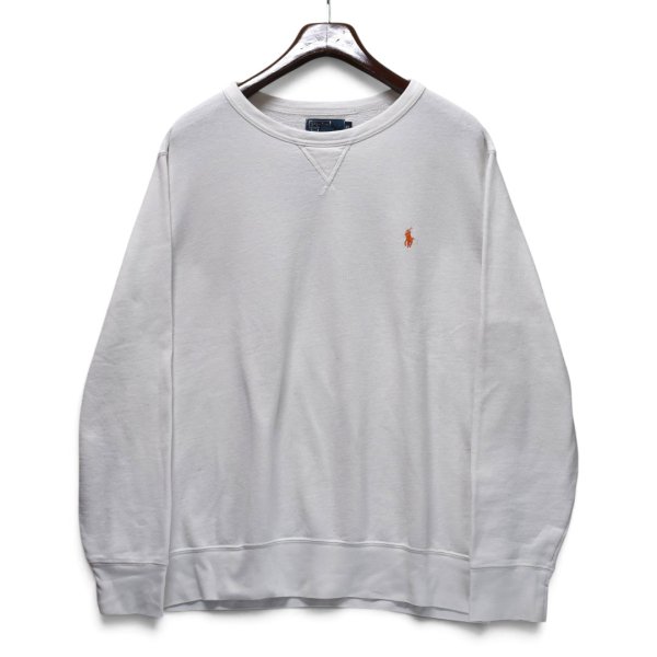 画像1: 【ラルフローレン】【Polo Ralph Lauren】【白】【前V】【無地】【スウェット】【サイズXL】 