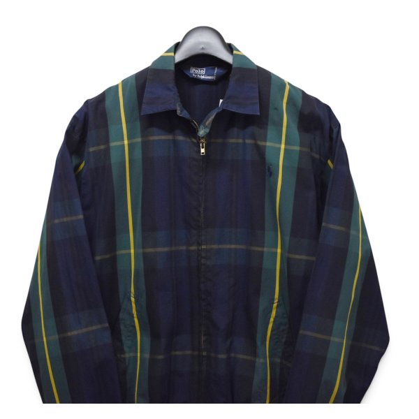画像4: 【90’s】ビンテージ【ラルフローレン】【Ralph Lauren】【ブラックウォッチ】ネイビー【チェック柄】【ジップアップブルゾン】チンストラップ【コットン】薄手【サイズS】 