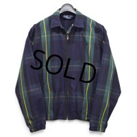 【90’s】ビンテージ【ラルフローレン】【Ralph Lauren】【ブラックウォッチ】ネイビー【チェック柄】【ジップアップブルゾン】チンストラップ【コットン】薄手【サイズS】 