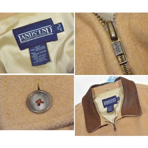 画像2: 【90’s】【USA製】【ビンテージ】【ランズエンド】【LANDS' END】【ウールブルゾン】【レザー襟】【サイズXL】 