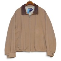 【90’s】【USA製】【ビンテージ】【ランズエンド】【LANDS' END】【ウールブルゾン】【レザー襟】【サイズXL】 