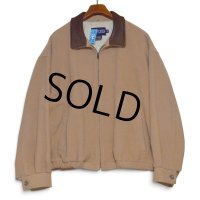 【90’s】【USA製】【ビンテージ】【ランズエンド】【LANDS' END】【ウールブルゾン】【レザー襟】【サイズXL】 