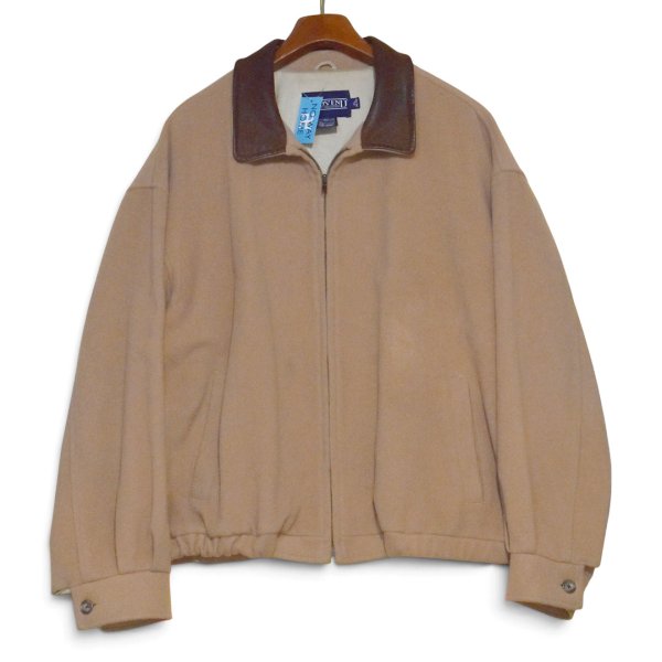 画像1: 【90’s】【USA製】【ビンテージ】【ランズエンド】【LANDS' END】【ウールブルゾン】【レザー襟】【サイズXL】 