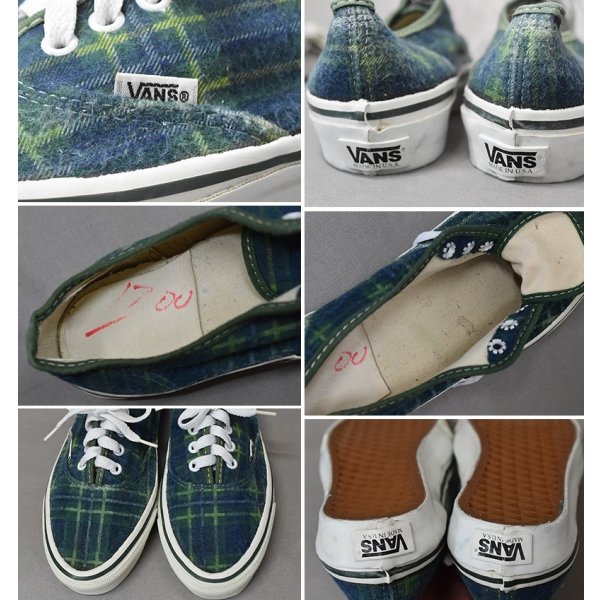 画像2: 【ほぼ未使用】【90’s】【USA製】ビンテージ【バンズ】【VANS】【オーセンティック】【ネルチェック】【緑×紺 チェック】24.0cm~24.5cm程度 