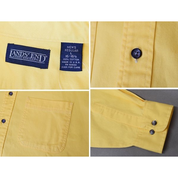 画像2: 【90’s】【ビンテージ】【USA製】【ランズエンド】【LANDS' END】【黄色】【コットンツイルシャツ】【サイズL】 