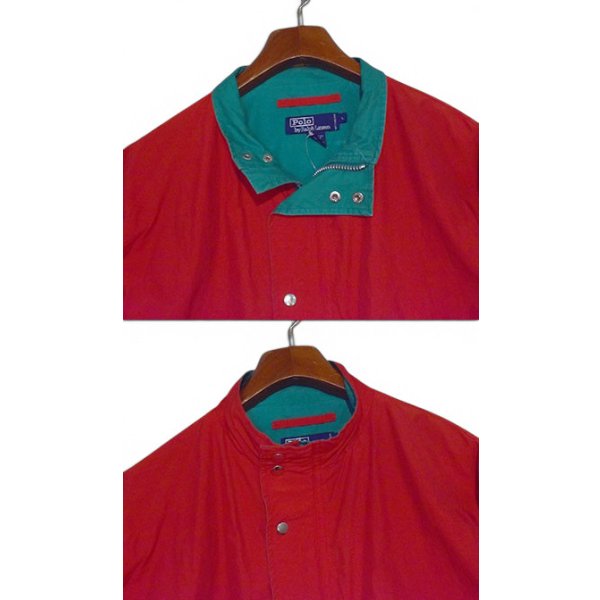 画像3: ビンテージ【ラルフローレン】【Ralph Lauren】【Polo】【ジップアップジャケット】【赤×緑】【サイズL】 