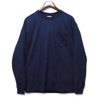 ビンテージ【USA製】【BAY SIDE】【ポケット付き】【長袖Tシャツ】【紺】【サイズL】