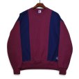 画像1: 【90’s】【ビンテージ】【USA製】【ラッセル】【Russell】【前V】【切替】【スウェット】【エンジ×紺】【サイズXL】<br> (1)
