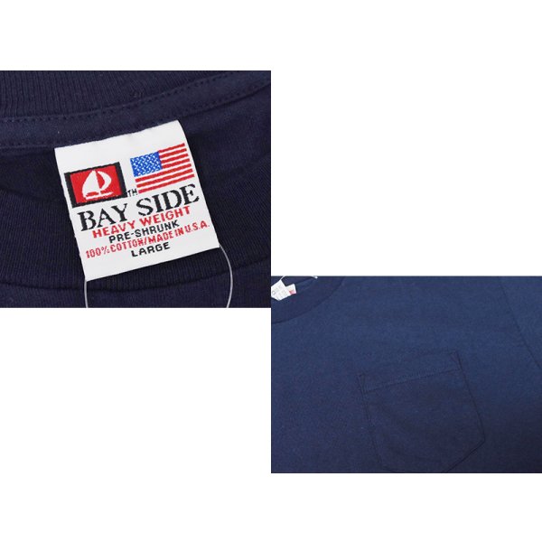画像2: ビンテージ【USA製】【BAY SIDE】【ポケット付き】【長袖Tシャツ】【紺】【サイズL】