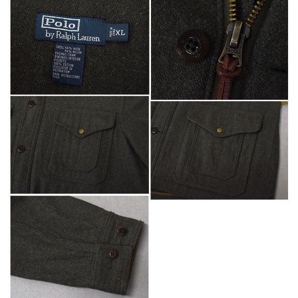 画像2: 【ポロ ラルフローレン】【Polo by Ralph Lauren】【ウール×ナイロンコート】【深緑】【フード付き】【サイズXL】 