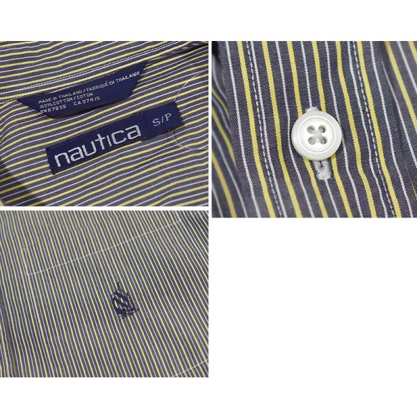 画像2: ビンテージ【ノーティカ】【nautica】【黄×グレー】【ピンストライプ】【ボタンダウンシャツ】【サイズS】