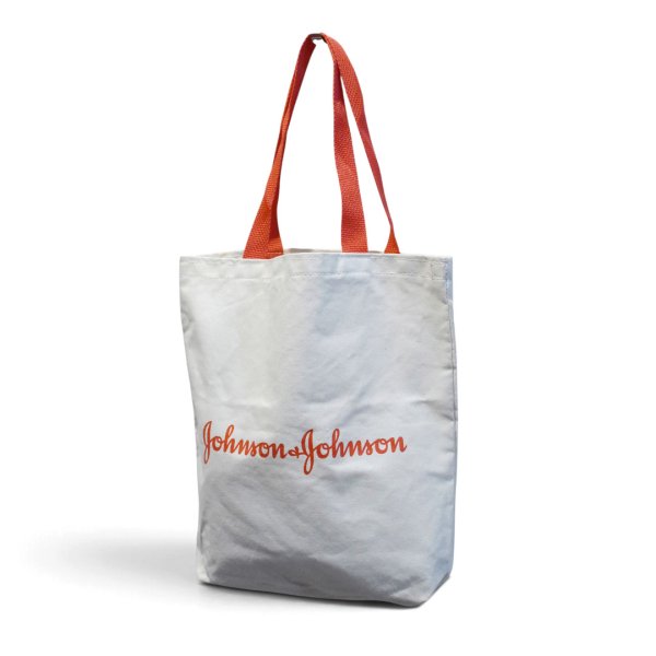 画像1: 【未使用】ビンテージ【ジョンソン・エンド・ジョンソン】【Johnson & Johnson】【企業ロゴ】【白×赤】【トートバッグ】
