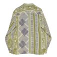 画像3: 【デッドストック】ビンテージ【USA製】【SMASH】【幾何学模様】【黄色×紫】【レーヨンシャツ】【サイズM】 (3)