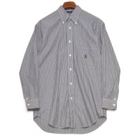 ビンテージ【ノーティカ】【nautica】【黄×グレー】【ピンストライプ】【ボタンダウンシャツ】【サイズS】