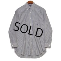 ビンテージ【ノーティカ】【nautica】【黄×グレー】【ピンストライプ】【ボタンダウンシャツ】【サイズS】