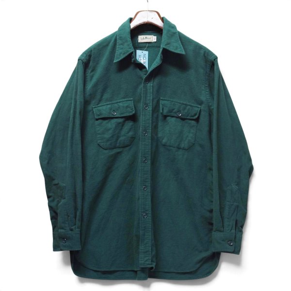 画像1: 【90’s】ビンテージ【エルエルビーン】【L.L.Bean】【緑・グリーン】【シャモアクロスシャツ】【グリーン】【長袖シャツ】【サイズ16 1/2】