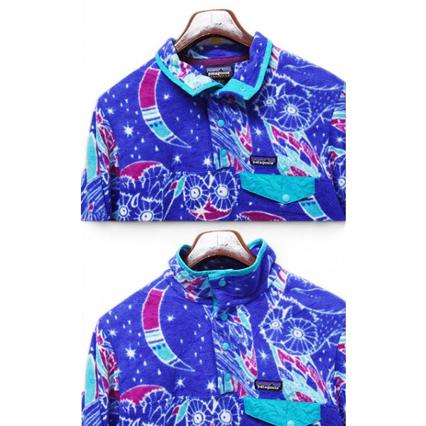 画像3: 【2016年】【パタゴニア】【Patagonia】【シンチラスナップT】【フクロウ柄】【パープル×エメラルド】【サイズL】