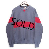 【90’s】【ビンテージ】【USA製】【ラッセル】【Russell】【前V】【チャコール×赤】【切り替え】【クルーネックスウェット】【サイズXL】 